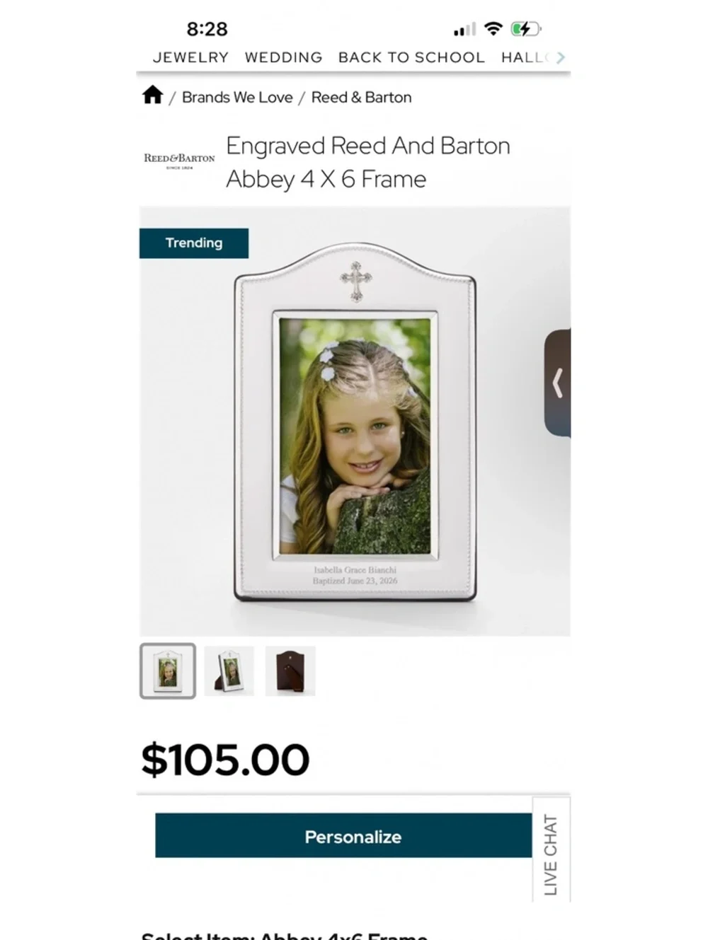 Reed & Barton Abbey 4x6 Silverplated Photo Frame Made in Italy